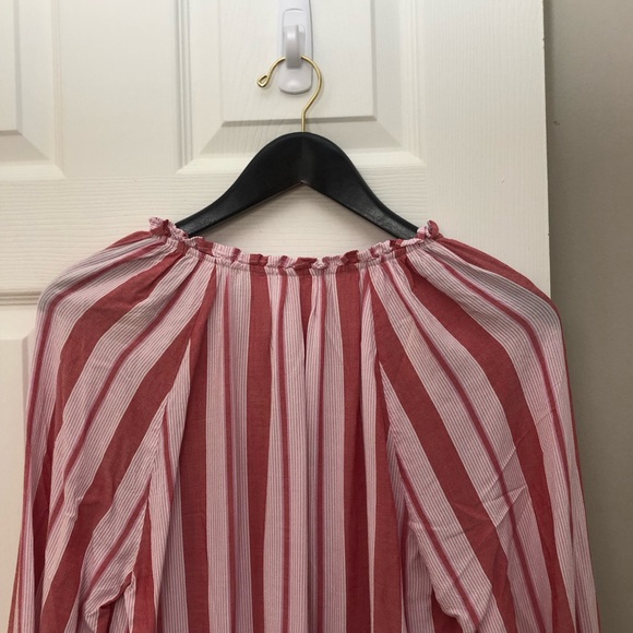 GAP Stripe Ruffle Shirt Lightweight Flowy Peasant Striped Summer Blouse Medium - Picture 11 of 15